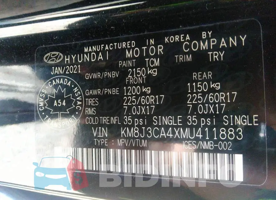 KM8J3CA4XMU411883 Photo# 9