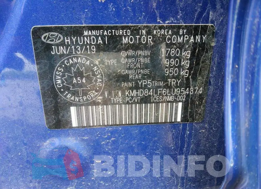 KMHD84LF6LU954374 Photo# 9