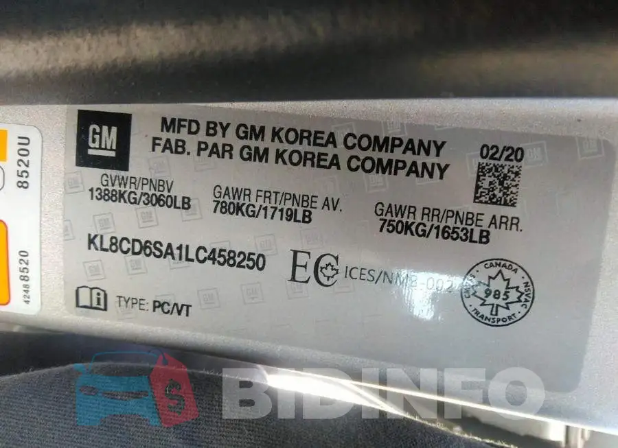 KL8CD6SA1LC458250 Photo# 9
