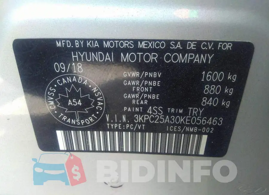 3KPC25A30KE056463 Photo# 9