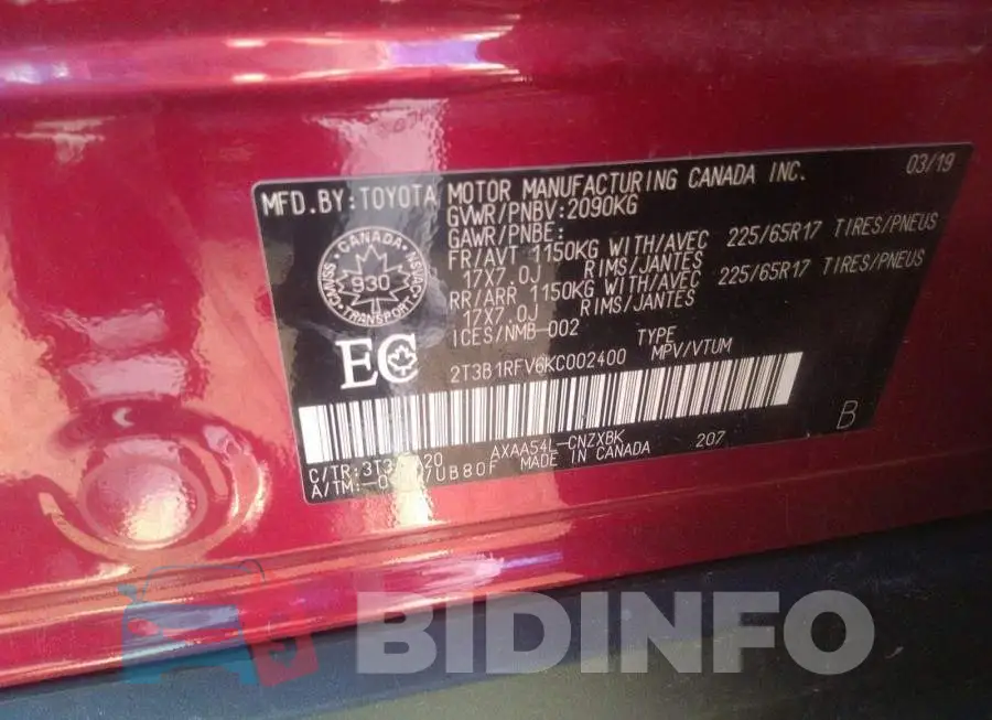 2T3B1RFV6KC002400 Photo# 9