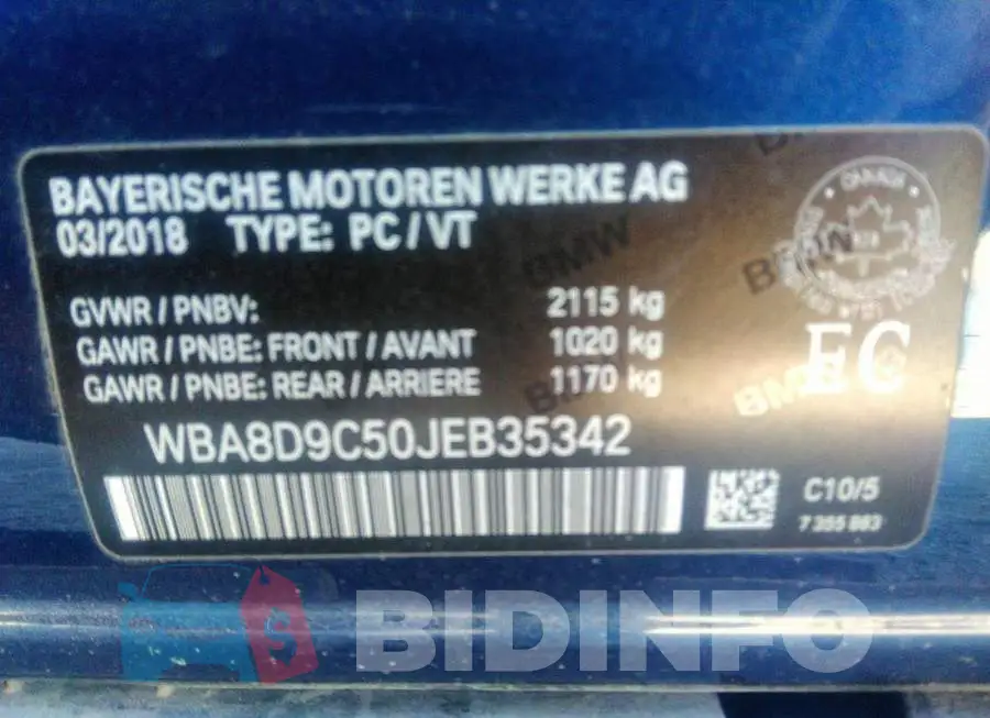 WBA8D9C50JEB35342 Photo# 9