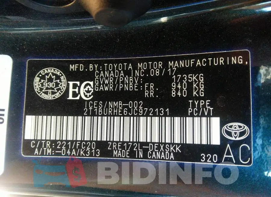 2T1BURHE6JC972131 Photo# 9