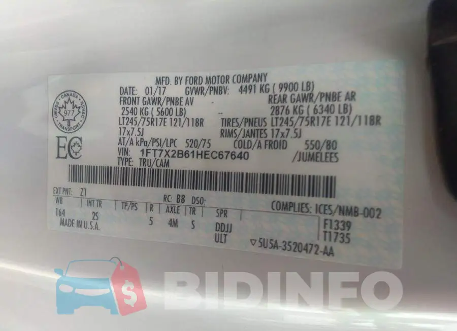 1FT7X2B61HEC67640 Photo# 9