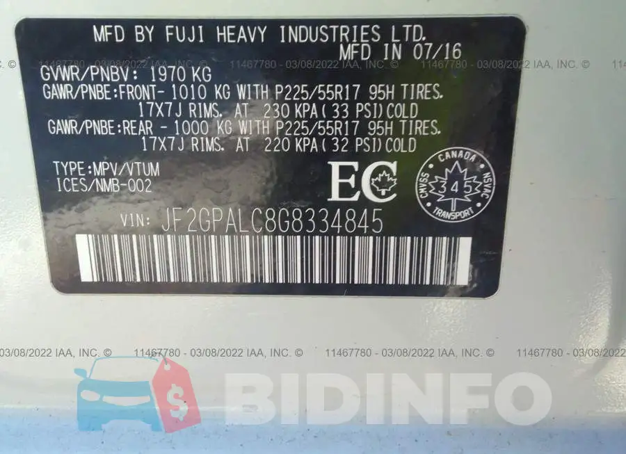 JF2GPALC8G8334845 Photo# 9
