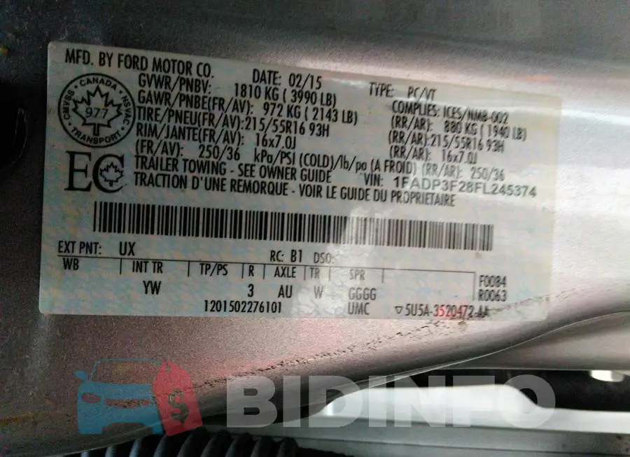 1FADP3F28FL245374 Photo# 9