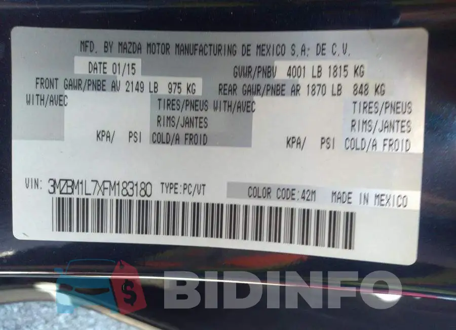 3MZBM1L7XFM183180 Photo# 9