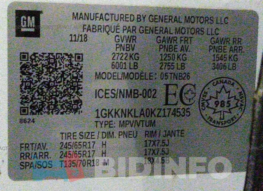 1GKKNKLA0KZ174535 Photo# 9