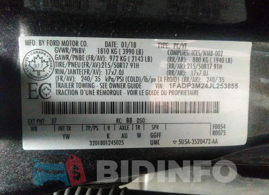 1FADP3M24JL253855 Photo# 9