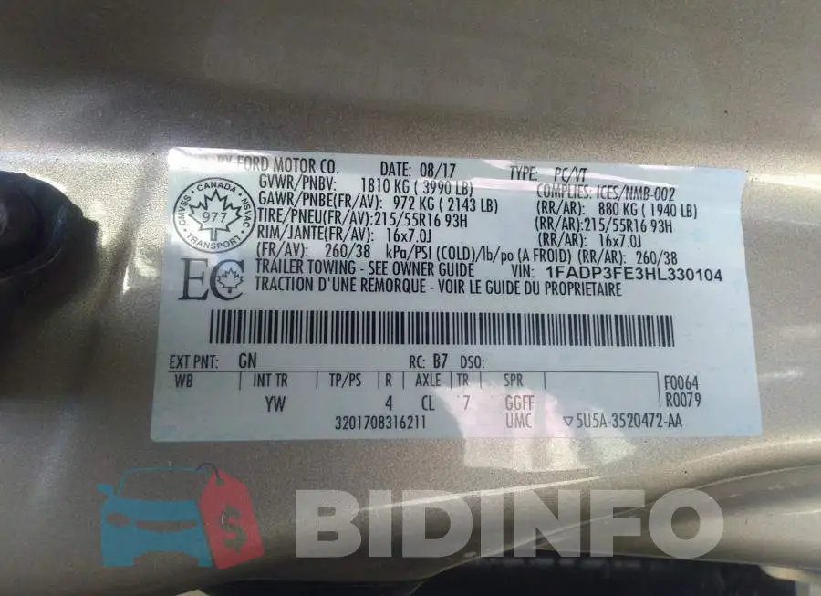 1FADP3FE3HL330104 Photo# 9