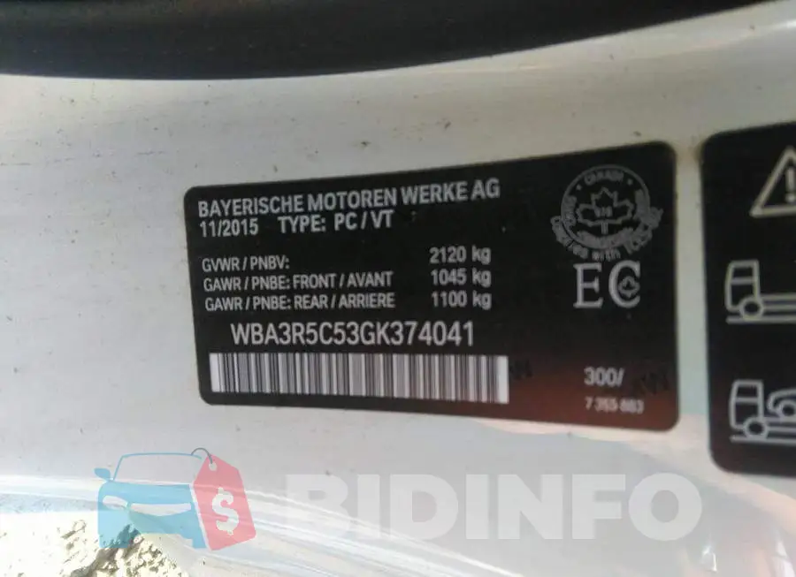 WBA3R5C53GK374041 Photo# 9