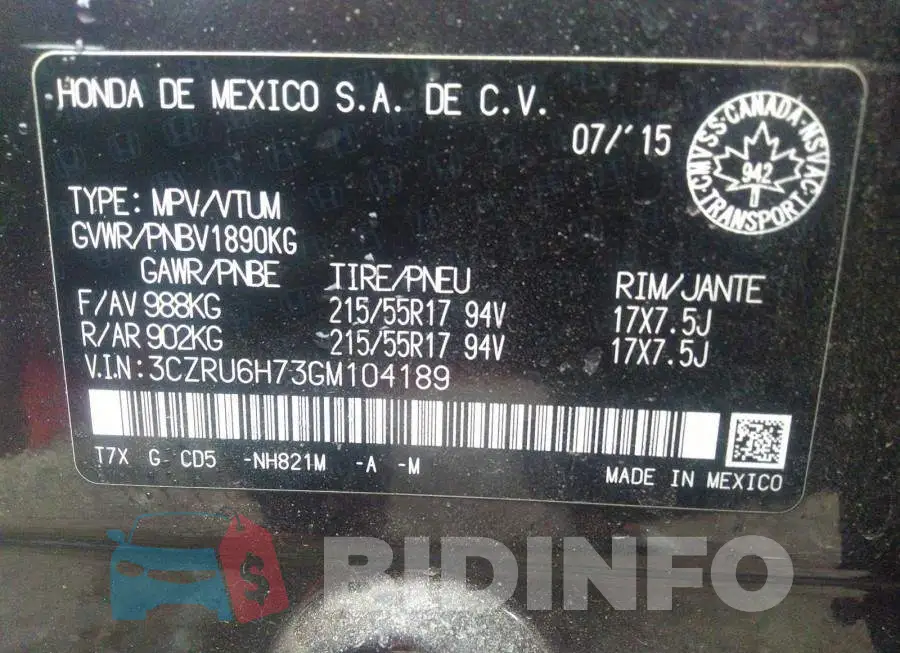 3CZRU6H73GM104189 Photo# 9
