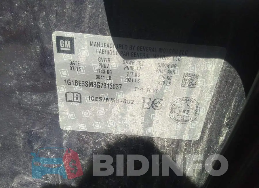 1G1BE5SM8G7313637 Photo# 9