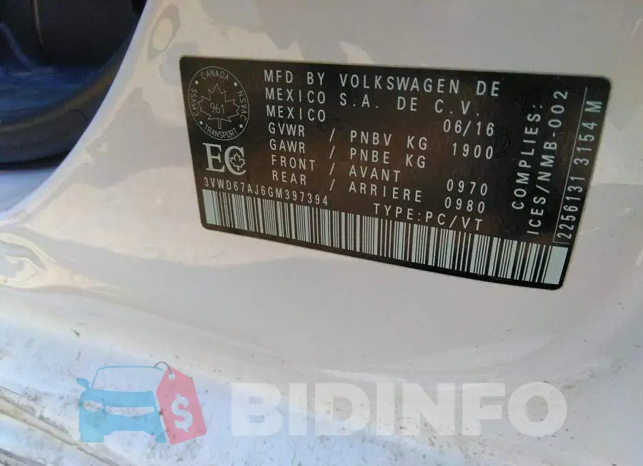 3VWD67AJ6GM397394 Photo# 9