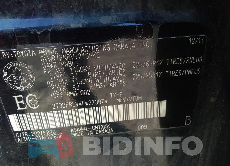 2T3BFREV4FW273074 Photo# 9