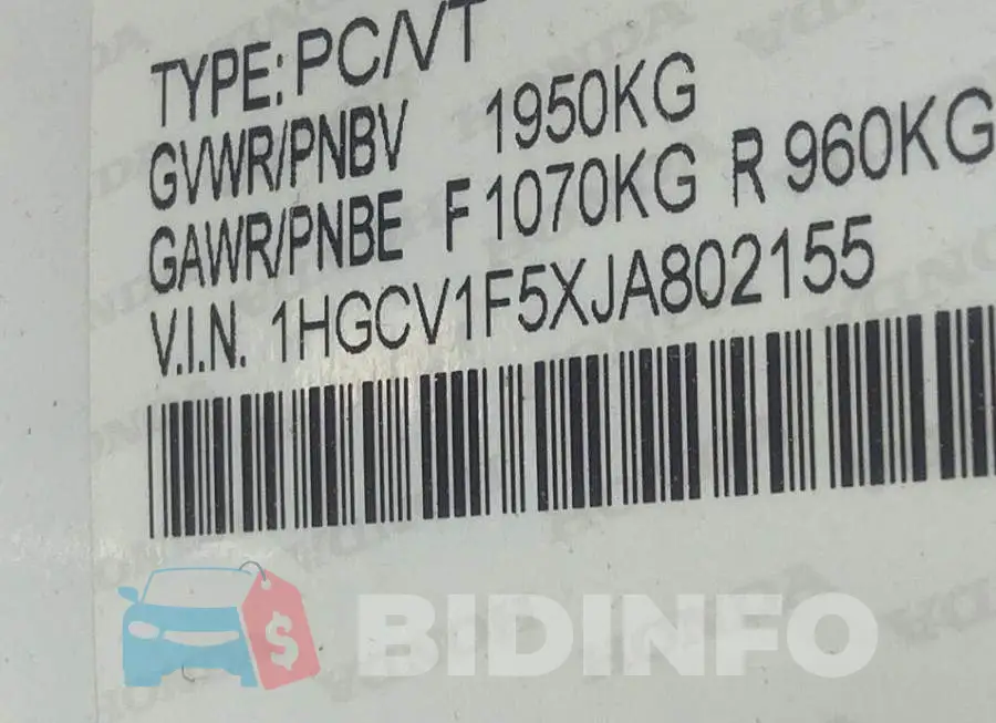 1HGCV1F5XJA802155 Photo# 9