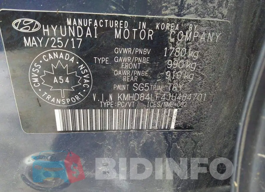 KMHD84LF4JU484701 Photo# 9