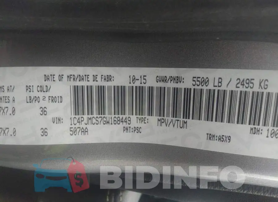 1C4PJMCS7GW168449 Photo# 9