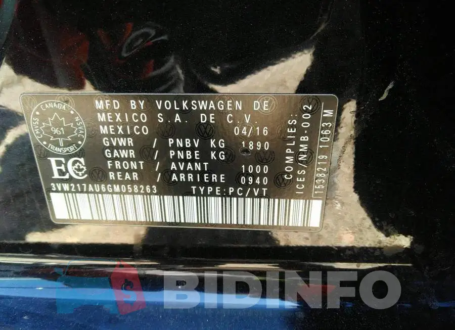 3VW217AU6GM058263 Photo# 9