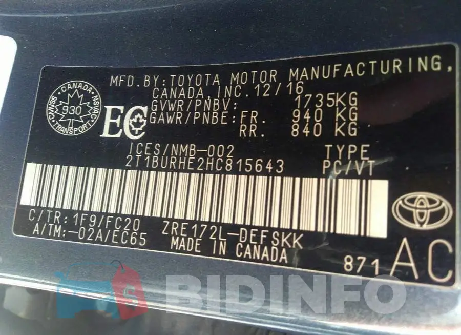 2T1BURHE2HC815643 Photo# 9