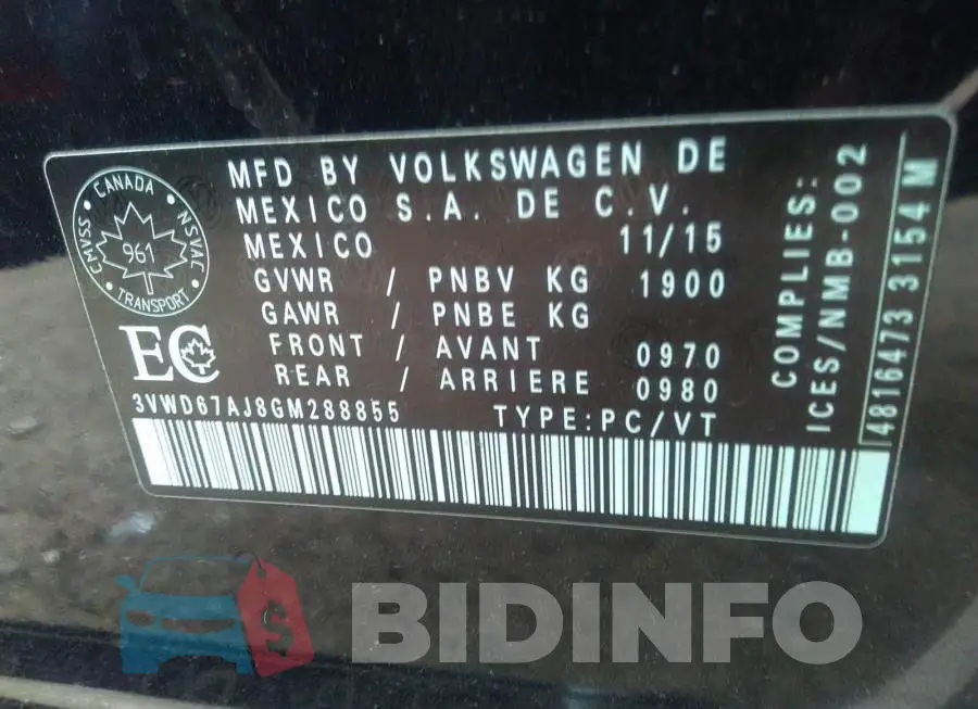 3VWD67AJ8GM288855 Photo# 9