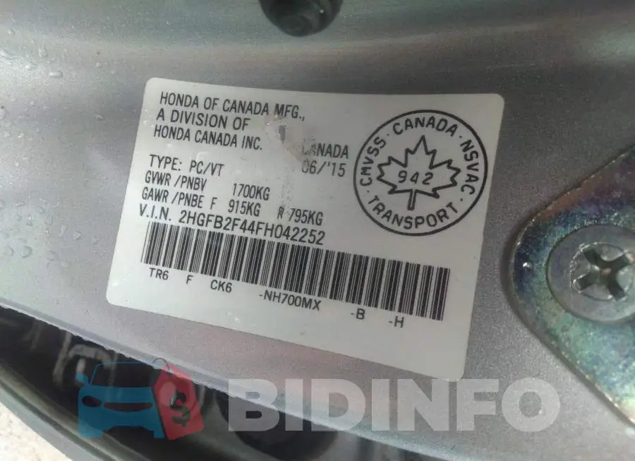 2HGFB2F44FH042252 Photo# 9