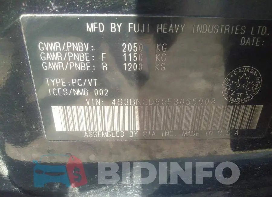 4S3BNCD60F3035008 Photo# 9