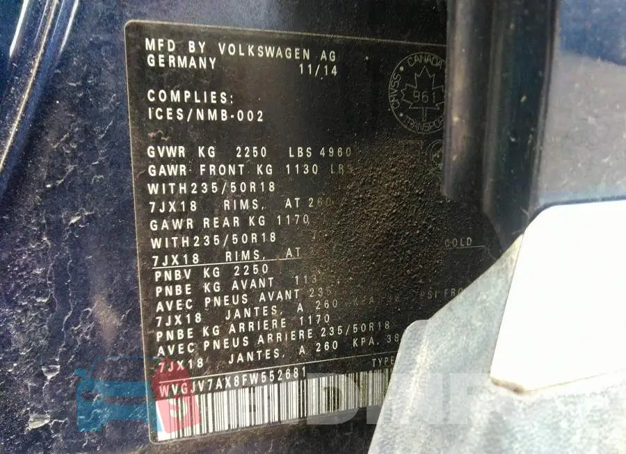WVGJV7AX8FW552681 Photo# 9