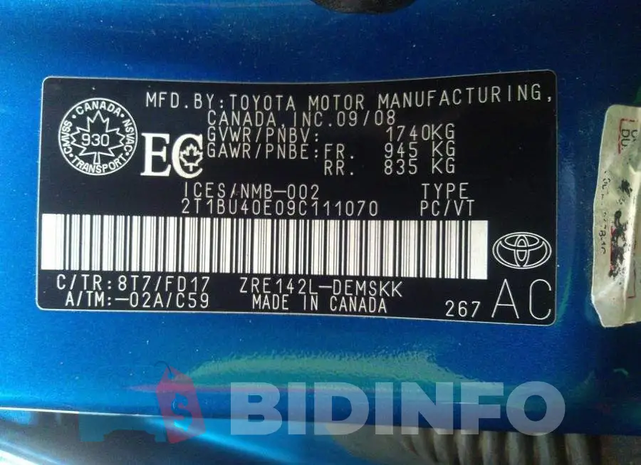 2T1BU40E09C111070 Photo# 9
