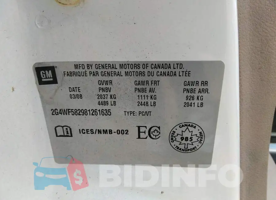 2G4WF582981261635 Photo# 9