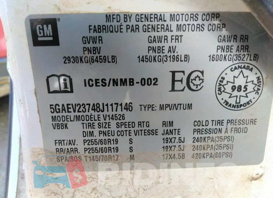 5GAEV23748J117146 Photo# 9