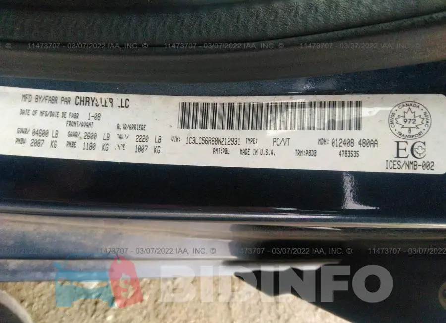 1C3LC56R68N212931 Photo# 9