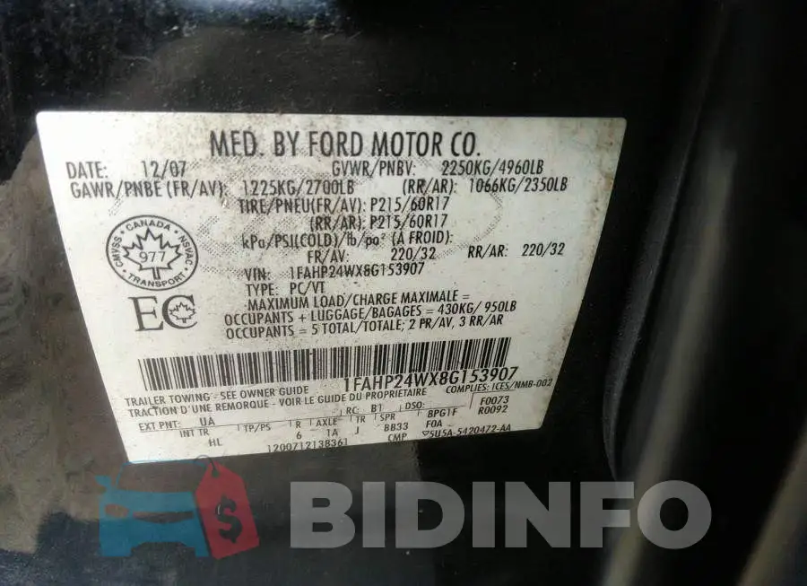 1FAHP24WX8G153907 Photo# 9