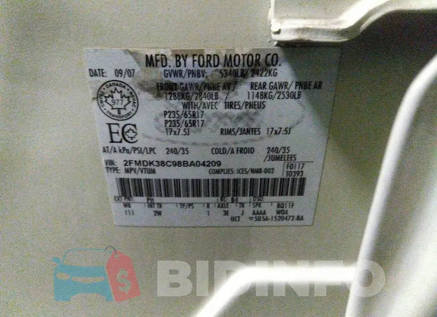 2FMDK38C98BA04209 Photo# 9