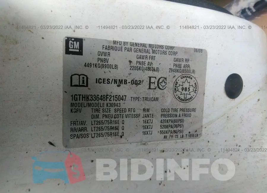 1GTHK33648F215047 Photo# 9