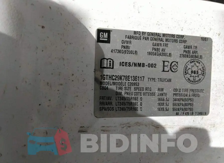 1GTHC29K78E136117 Photo# 9