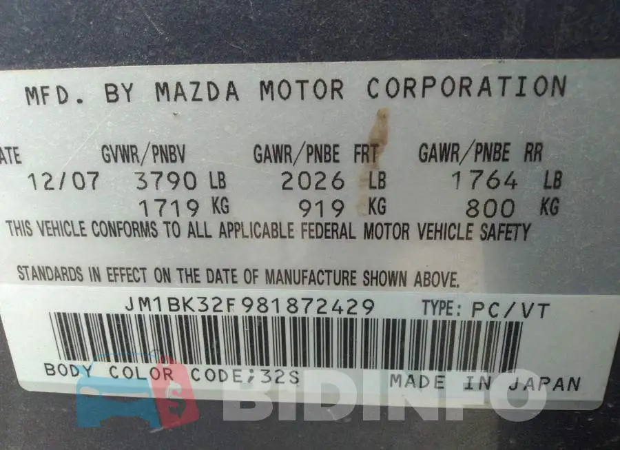 JM1BK32F981872429 Photo# 9