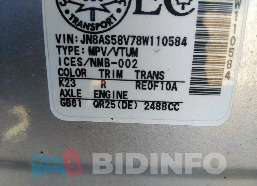 JN8AS58V78W110584 Photo# 9
