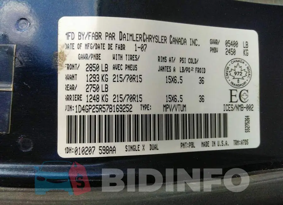1D4GP25R57B169252 Photo# 9