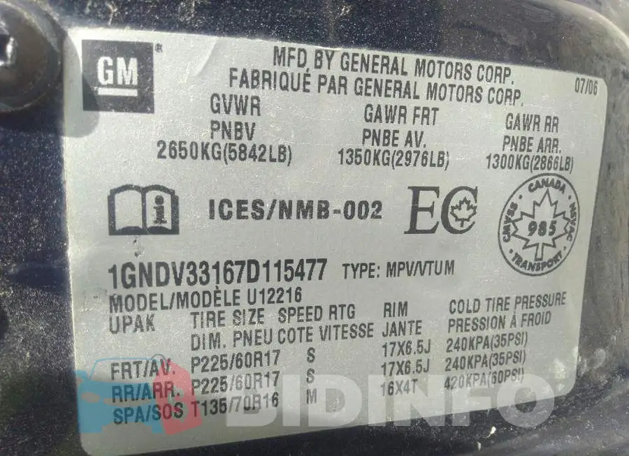 1GNDV33167D115477 Photo# 9