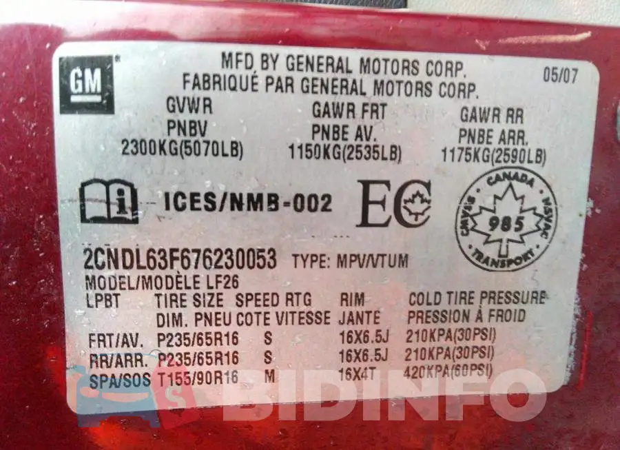 2CNDL63F676230053 Photo# 9
