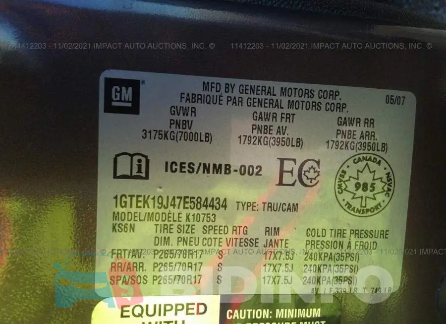 1GTEK19J47E584434 Photo# 9