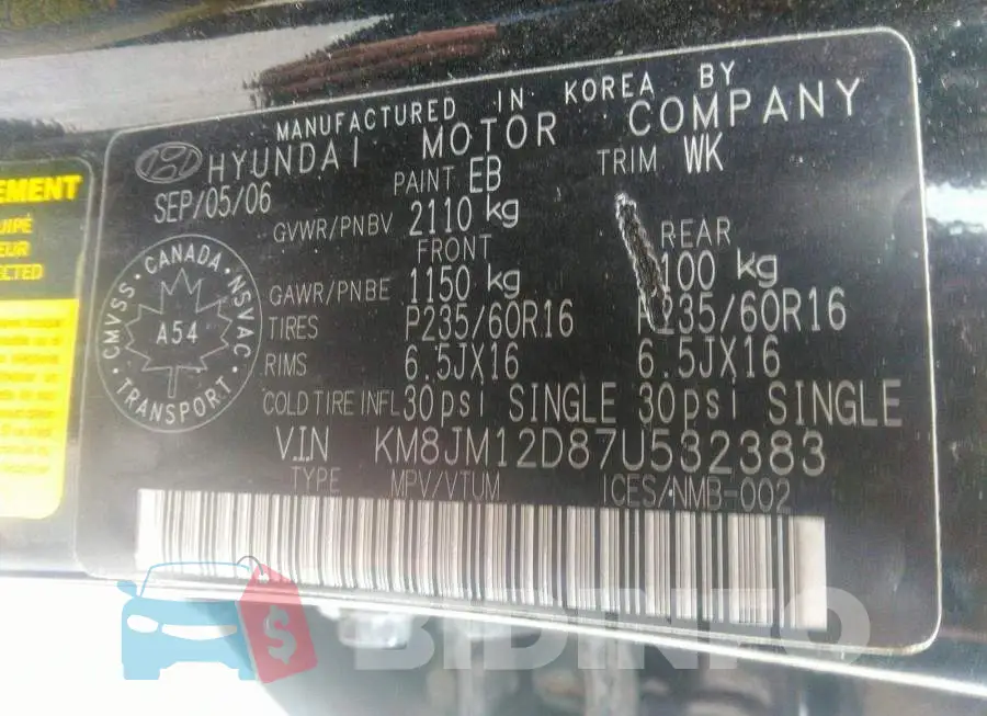 KM8JM12D87U532383 Photo# 9
