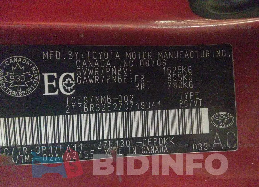 2T1BR32E27C719341 Photo# 9