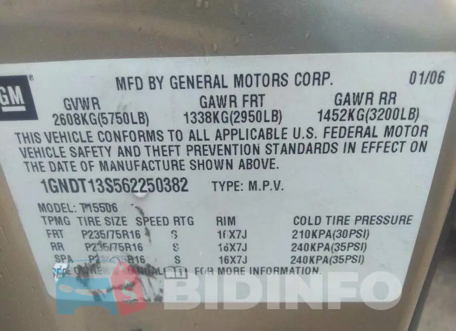 1GNDT13S562250382 Photo# 9