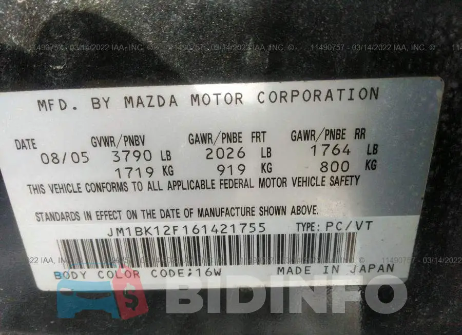 JM1BK12F161421755 Photo# 9