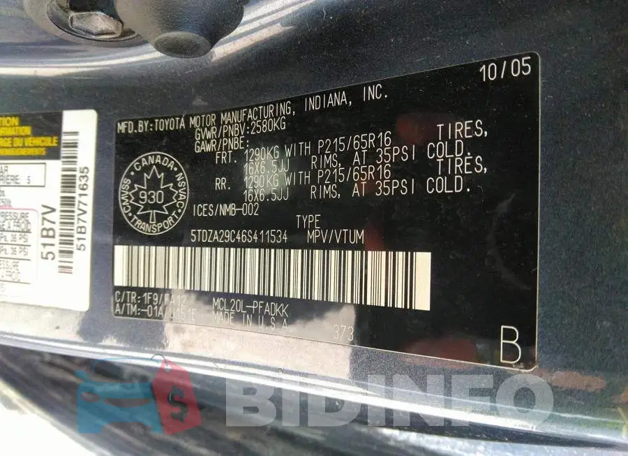 5TDZA29C46S411534 Photo# 9