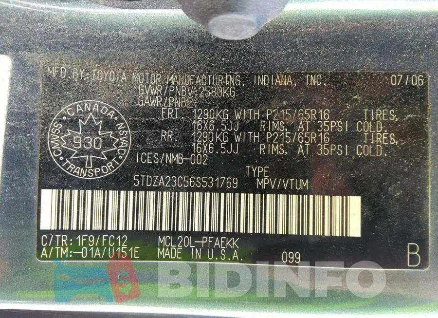 5TDZA23C56S531769 Photo# 9
