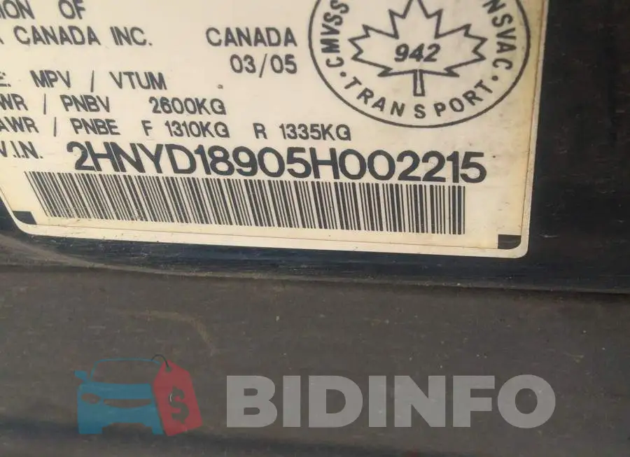 2HNYD18905H002215 Photo# 9