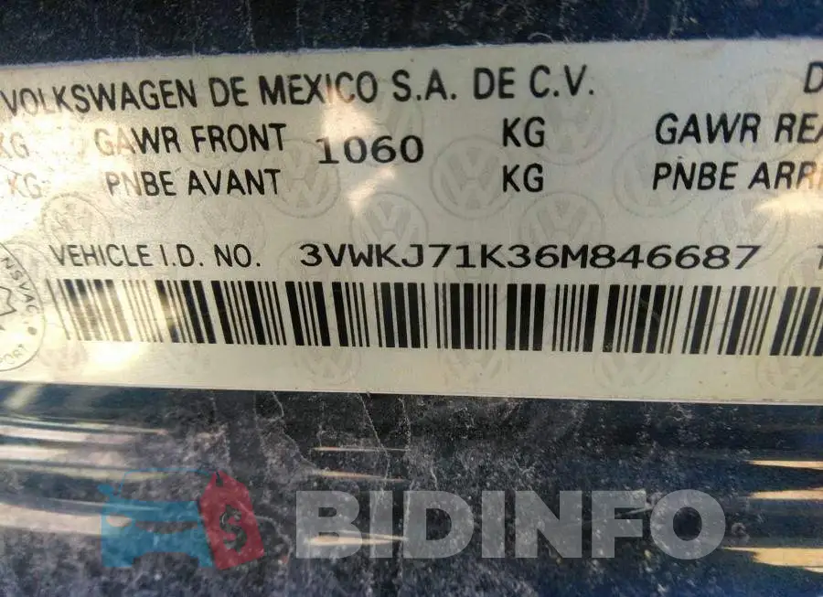 3VWKJ71K36M846687 Photo# 9